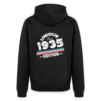 Unique depuis 1935 Edition Anniversaire Millésime 1935 - Veste à capuche bio Premium Unisexe - noir - Dos - Nico (187cm)