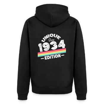 Unique depuis 1934 Edition Anniversaire Millésime 1934 - Veste à capuche bio Premium Unisexe - noir - Dos - Nico (187cm)