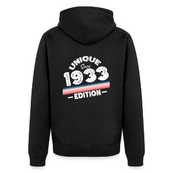 Unique depuis 1933 Edition Anniversaire Millésime 1933 - Veste à capuche bio Premium Unisexe - noir - Dos - Nico (187cm)