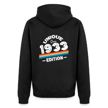 Unique depuis 1933 Edition Anniversaire Millésime 1933 - Veste à capuche bio Premium Unisexe - noir - Dos - Nico (187cm)