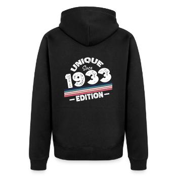 Unique depuis 1933 Edition Anniversaire Millésime 1933 - Veste à capuche bio Premium Unisexe - noir - Dos - Nico (187cm)