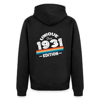 Unique Since 1931 Edition Birthday Vintage 1931 - Unisex Premium Organic Zip Hoodie - black - Back - Nico (187cm)