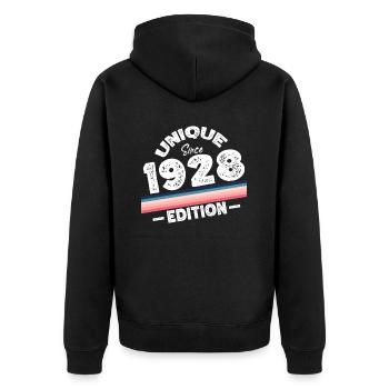 Unique depuis 1928 Edition Anniversaire Millésime 1928 - Veste à capuche bio Premium Unisexe - noir - Dos - Nico (187cm)