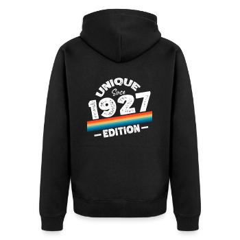 Unique depuis 1927 Edition Anniversaire Millésime 1927 - Veste à capuche bio Premium Unisexe - noir - Dos - Nico (187cm)