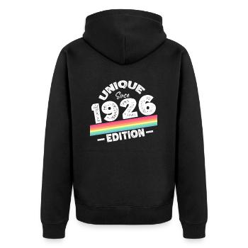 Unique Since 1926 Edition Birthday Vintage 1926 - Unisex Premium Organic Zip Hoodie - black - Back - Nico (187cm)