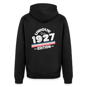 Unique depuis 1927 Edition Anniversaire Millésime 1927 - Veste à capuche bio Premium Unisexe - noir - Dos - Nico (187cm)