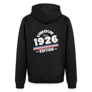 Unique Since 1926 Edition Birthday Vintage 1926 - Unisex Premium Organic Zip Hoodie - black - Back - Nico (187cm)