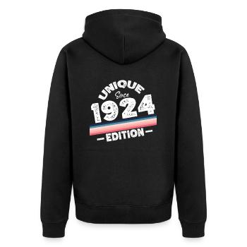 Unique Since 1924 Edition Birthday Vintage 1924 - Unisex Premium Organic Zip Hoodie - black - Back - Nico (187cm)