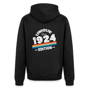 Unique since 1924 Edition Birthday Vintage 1924 - Unisex Premium Organic Zip Hoodie - black - Back - Nico (187cm)