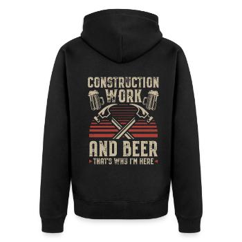 Bauarbeiter - Unisex Premium Bio Zip Hoodie - Schwarz - Hinten - Nico (187cm)