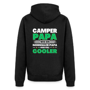 Camper Papa wie ein normaler nur viel cooler - Unisex Premium Bio Zip Hoodie - Schwarz - Hinten - Nico (187cm)