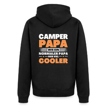 Camper Papa wie ein normaler nur viel cooler - Unisex Premium Bio Zip Hoodie - Schwarz - Hinten - Nico (187cm)