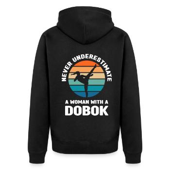Tang Soo Do Kämpfer | Koreanisch Kämpfen Geschenke - Unisex Premium Bio Zip Hoodie - Schwarz - Hinten - Nico (187cm)