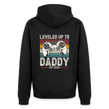 Promu papa en 2025 - Veste à capuche bio Premium Unisexe - noir - Dos - Nico (187cm)