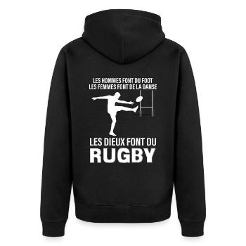Rugby les dieux du stade - Veste à capuche bio Premium Unisexe - noir - Dos - Nico (187cm)