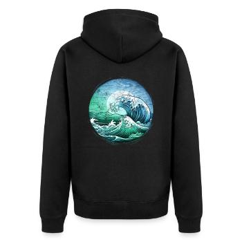 Wave Sunset Sea Sun Holiday Summer - Unisex Premium Organic Zip Hoodie - black - Back - Nico (187cm)