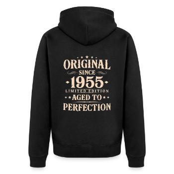 Original Since 1955 Vintage Cadeau d’anniversaire - Veste à capuche bio Premium Unisexe - noir - Dos - Nico (187cm)