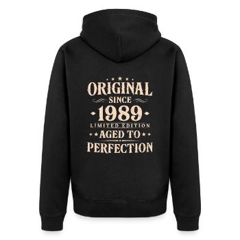 Original 1989 Vintage cadeau d’anniversaire - Veste à capuche bio Premium Unisexe - noir - Dos - Nico (187cm)