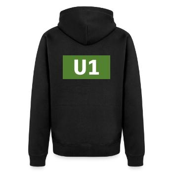 UBahn Line Munich U1 Public Transport Gift - Unisex Premium Organic Zip Hoodie - black - Back - Nico (187cm)