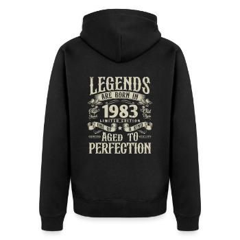 Né en 1983 Legends Vintage Birthday - Veste à capuche bio Premium Unisexe - noir - Dos - Nico (187cm)