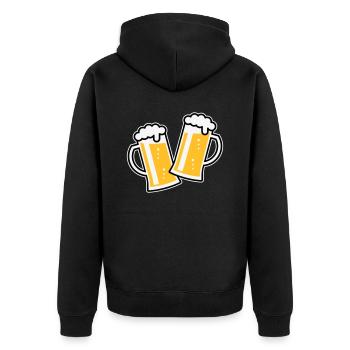 2 Maßkrüge Stoßen An (Bier / Bierseidel / 3C) - Unisex Premium Bio Zip Hoodie - Schwarz - Hinten - Nico (187cm)