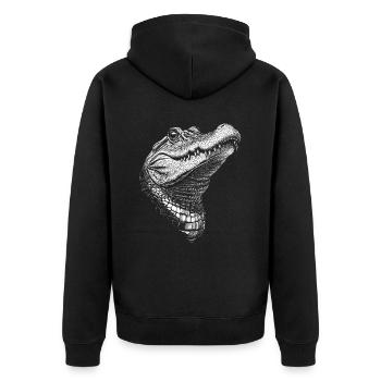Alligator Portrait Krokodil Tiere Tier - Unisex Premium Bio Zip Hoodie - Schwarz - Hinten - Nico (187cm)