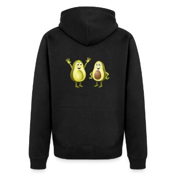 Cheerful illustration of two avocados - Unisex Premium Organic Zip Hoodie - black - Back - Nico (187cm)
