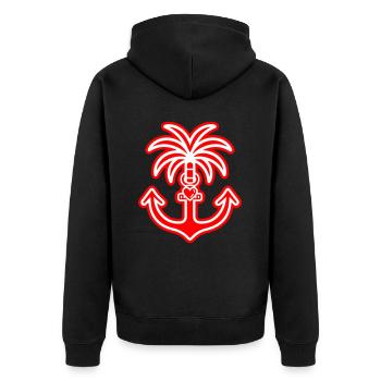 Palm Tree Anchor Heart Love - Unisex Premium Organic Zip Hoodie - black - Back - Nico (187cm)