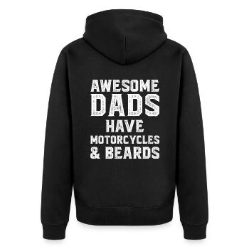 Awesome Dads Have Motorcycles And Beards - Unisex Premium Organic Zip Hoodie - black - Back - Nico (187cm)