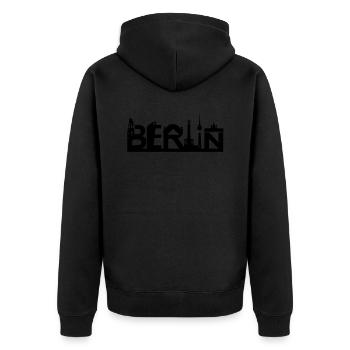 Berlin skyline with sights - Unisex Premium Organic Zip Hoodie - black - Back - Nico (187cm)