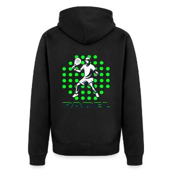 Padel - Unisex Premium Bio Zip Hoodie - Schwarz - Hinten - Nico (187cm)