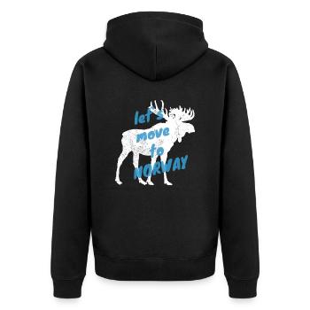 Norwegen Elch Auswandern Umzug Geschenk - Unisex Premium Bio Zip Hoodie - Schwarz - Hinten - Nico (187cm)