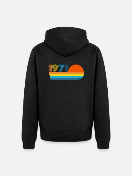 Vintage 1971 Retro 54th Birthday Gift - Unisex Premium Organic Zip Hoodie - black