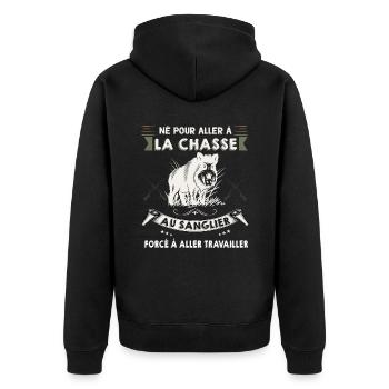 Chasser le Sanglier Cadeau Homme - Veste à capuche bio Premium Unisexe - noir - Dos - Nico (187cm)