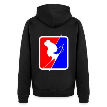 Ski Alpin Freeride Skiing | Farben änderbar - Unisex Premium Bio Zip Hoodie - Schwarz - Hinten - Nico (187cm)