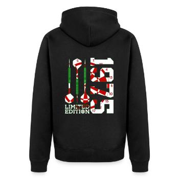 51E ANNIVERSAIRE DARTS ÉDITION LIMITÉE 1975 - Veste à capuche bio Premium Unisexe - noir - Dos - Nico (187cm)