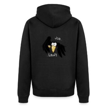 Joa Läuft grummelige Krähe zerzauster Rabe - Unisex Premium Bio Zip Hoodie - Schwarz - Hinten - Nico (187cm)