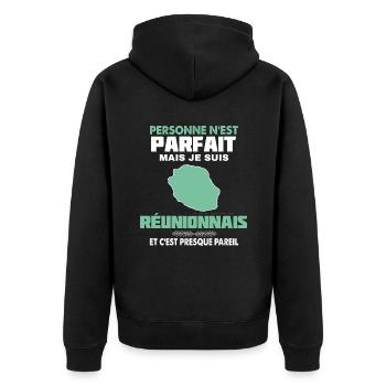La Réunion Humour citation - Veste à capuche bio Premium Unisexe - noir - Dos - Nico (187cm)