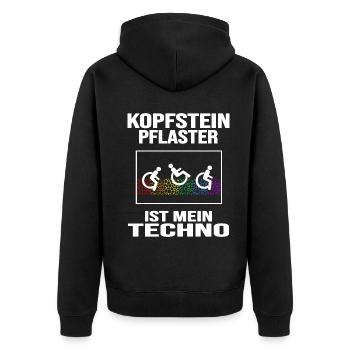 rollstuhl rollstuhlgerecht wheelchair handicap - Unisex Premium Bio Zip Hoodie - Schwarz - Hinten - Nico (187cm)