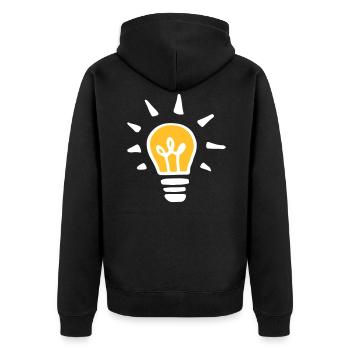 Orange Glühbirne / orange light bulb - Unisex Premium Bio Zip Hoodie - Schwarz - Hinten - Nico (187cm)
