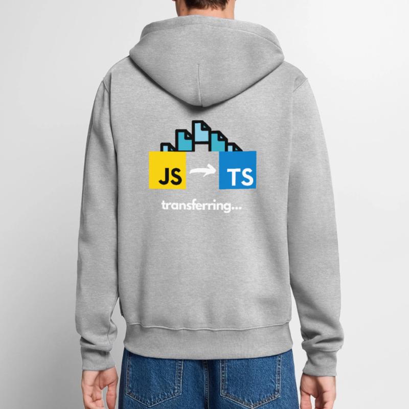 Übertragung von Javascript auf Typescript Unisex Premium Bio Zip Hoodie