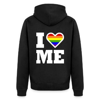 I love me - Unisex Premium Bio Zip Hoodie - Schwarz - Hinten - Nico (187cm)