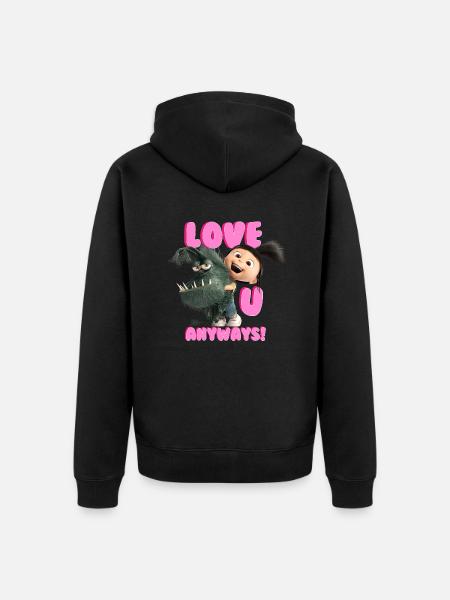 Minions Agnes Met Kyle Love U Anyways! - Uniseks Premium bio ziphoodie - zwart