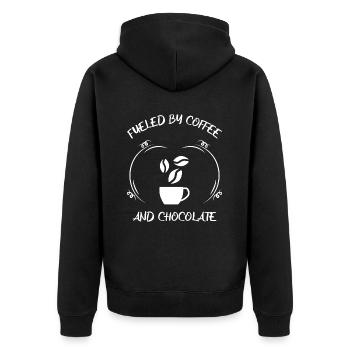 Kaffee Espresso Käffchen & Schokolade - Unisex Premium Bio Zip Hoodie - Schwarz - Hinten - Nico (187cm)