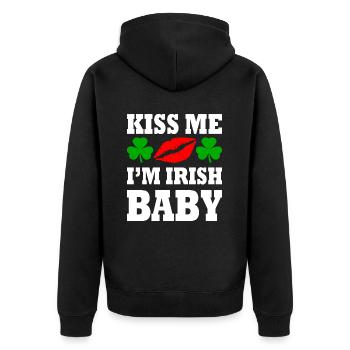 kiss me im irish baby - Unisex Premium Organic Zip Hoodie - black - Back - Nico (187cm)