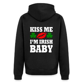 kiss me im irish baby - Unisex Premium Organic Zip Hoodie - black - Back - Nico (187cm)