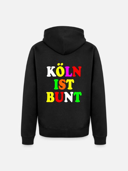 Köln ist bunt - Unisex Premium Bio Zip Hoodie - Schwarz
