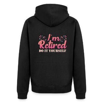 Ruhestand Pension Pensionierung - Unisex Premium Bio Zip Hoodie - Schwarz - Hinten - Nico (187cm)