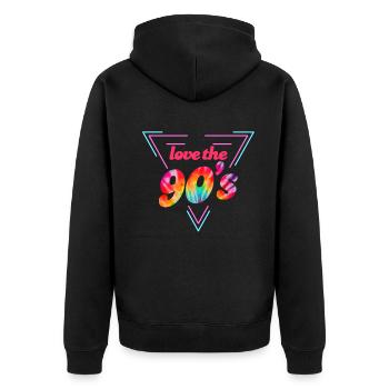 Musik 90er - Unisex Premium Bio Zip Hoodie - Schwarz - Hinten - Nico (187cm)