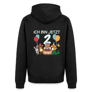 2 Geburtstag | 2. Geburtstag Kindergeburtstag - Unisex Premium Bio Zip Hoodie - Schwarz - Hinten - Nico (187cm)